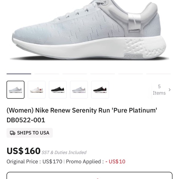 Nike Women's Renew Serenity Run , Silver and White Sneakers #DB0522-001 - Picture 7 of 7